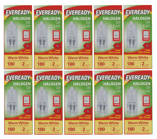 10x eveready halogen - g9,